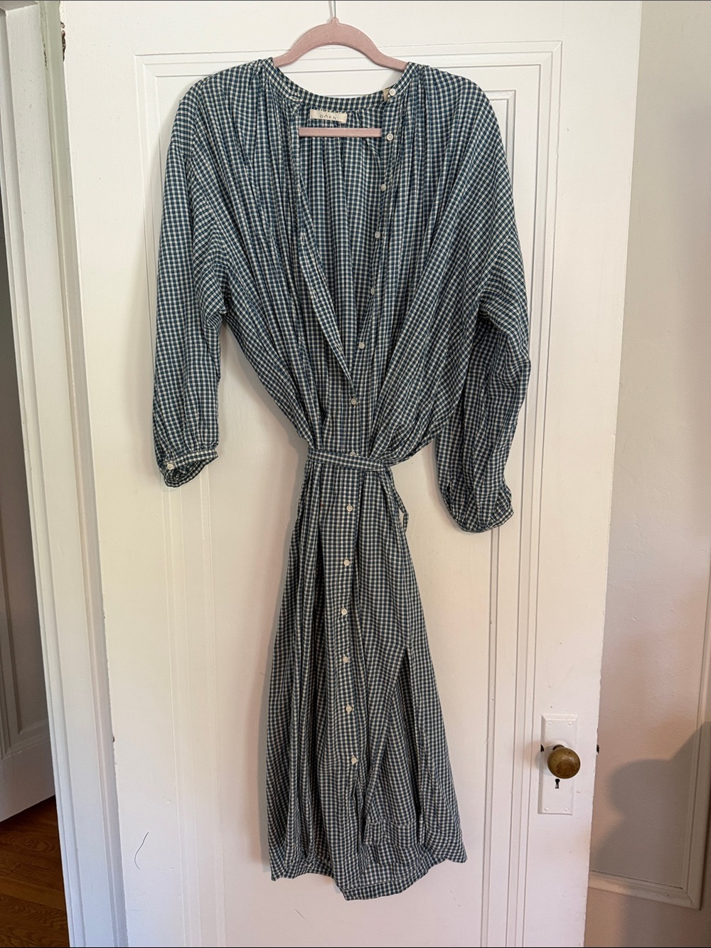 Doen Gingham Button-Front Midi Dress